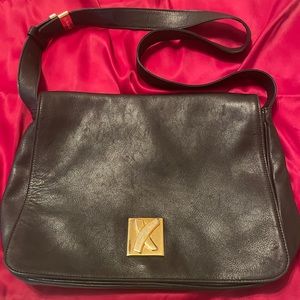 Paloma Picasso black leather vintage shoulder/cross body bag